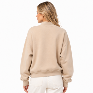 Women's Winter Oversized Mock Neck Sweatshirt with <b>Gingham</b> Greek Letter Applique Embroidery 100% Cotton Fleece Streetwear - Product Image 3