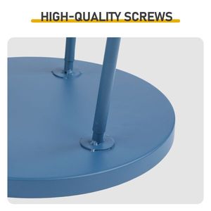 Navy Blue 2-Tier <b>Round</b> Metal Patio <b>Table</b> <b>Small</b> Indoor Outdoor <b>Coffee</b> Side End <b>Table</b> - Product Image 3