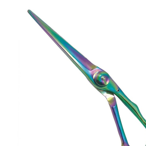 High Quality Titanium Coated Hair Scissors Sharp Straight Blade Barber Salon Cutting <b>Shears</b> Rainbow Finish - Product Image 6