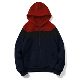Sweat-shirts à capuche en molleton épais français, personnalisés avec impression intégrale, fermeture éclair, effet délavé, coupe courte pour hommes - Product Image 2