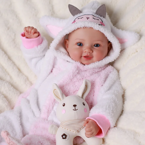 Poupée Reborn Bébé Souriant Lyle de 17 Pouces, Nouveau-né Unisexe, Corps en Tissu, Poupée Bébé <span class=keywords><strong>Chauve</strong></span> Réaliste - Product Image 5