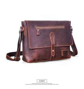 Sac messager en cuir véritable de haute qualité, écologique, vintage, imperméable, avec logo personnalisé, sac bandoulière - Product Image 5
