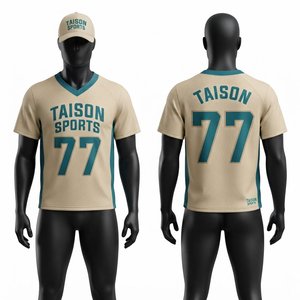 Maillot de lacrosse pour hommes, maille polyester respirante 150 GSM, beige et turquoise, logo et numéro personnalisés par sublimation, empiècements latéraux, vêtements de sport - Product Image 1