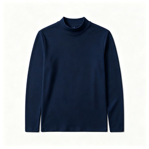 OEM <b>Mens</b> Double Sided German Fleece Base Layer <b>Shirt</b> Semi High Neck Long Sleeve Thermal Brushed Warm Autumn Winter Sweatshirts - Product Image 3