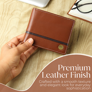 WRIZA <b>Men's</b> Genuine Leather <b>Wallet</b> | Black Zipper Closure <b>RFID</b> Blocking Minimalist Style Durable PC Card Slots 2 Currency - Product Image 2