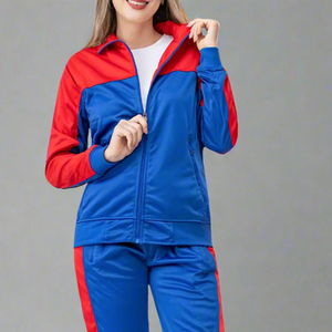 Nouvel Arrivage – Ensemble de Survêtement Léger d'Été 2 Pièces en Coton pour Femme, Couleurs Royal/Rouge, à Capuche et Jambes Larges, Vente en Gros Personnalisée - Product Image 2