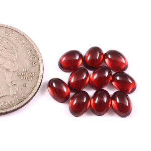 Lot en gros de cabochons ovales en grenat rouge naturel 5x7 mm, dos plat, calibrés, pierres précieuses en vrac pour la fabrication de bijoux - Product Image 3