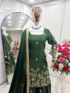 Conjunto de Dupatta de Seda China para Mujer, Listo para Usar, con Estampado en Relieve, Estilo Top-Sarara, Completamente Cosido, Mangas Largas, Diseño Tradicional - Product Image 2