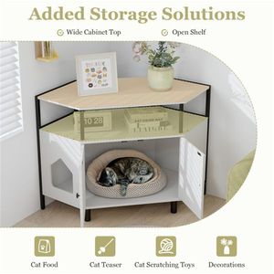 Polygonal Cat House White Living Room Cabinet Furniture Cat Litter Box Pet Furniture - Product Image 3