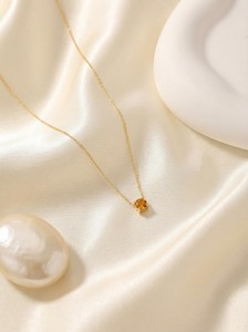 จี้ซิทรินสีส้มอ่อน จี้ทรงสี่ขา เงินแท้ 925 ชุบทอง 14K สร้อยคอสำหรับผู้หญิง เครื่องประดับ - Product Image 1