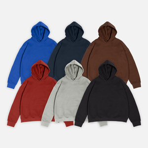 เสื้อฮู้ดดี้โอเวอร์ไซส์ผู้ชาย สีพื้น ผ้าฝ้ายฟลีซ 100% สวมใส่สบายๆ ในฤดูใบไม้ร่วง ทรงปกติ ผ้าถักย้อมสีพื้น - Product Image 2