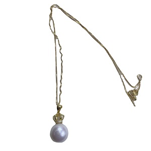 Collar de Perlas de Agua Dulce de 10-13 mm con Luz Intensa para Mujer, Colgante de Corona de Plata Pura, Brillante, Transparente, Fino - Product Image 5