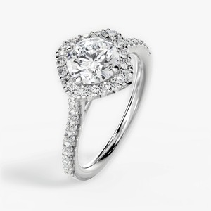 Anillo de Compromiso con Halo de Diamantes Cultivados en Laboratorio, Corte Redondo, 1.35CTW, Oro Blanco de 14K, Joyería Nupcial con Pavé - Product Image 3