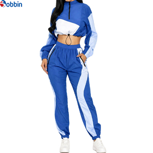 Customizable Women Gray White Color Blocking Tracksuit Full Length Quarter-Zip Sporty <b>Jogging</b> <b>Suit</b> With Side Pockets Lightweight - Product Image 3