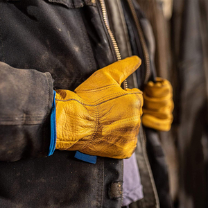 Heavy-Duty Reinforced Palm Patch Comfortable & Breathable Daily Industrial Use Multipurpose Yellow Leather Safety Drive <b>Gloves</b> - Product Image 6