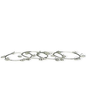 Juego de Brazaletes Ghungroo Plateados al por Mayor, Joyería Étnica Tradicional para Mujer, Diseño de Campana Colgante, para Bodas - Product Image 3