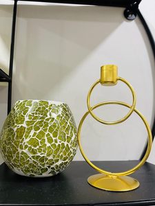 Modern Brass <b>Candlestick</b> <b>Holder</b> with Double Ring Design for Home Decoration - Product Image 3