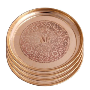 Assiette de service artisanale moderne en cuivre pur, jetable, polie, motif personnalisé, pour fêtes et dîners - Product Image 6