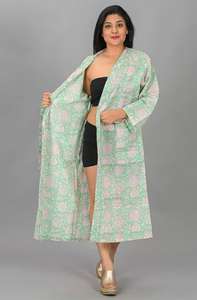 Peignoir 100% Coton Indien à Motifs Floraux, Fait Main, Kimono en Coton, Robe de Bain, Robe de Nuit, Taille Unique, Peignoir Long - Product Image 3