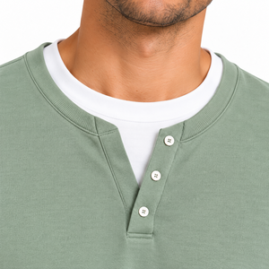 Ensemble de vêtements de détente en tricot pour homme, 2 pièces, hiver, col Henley à manches longues, pantalon assorti, doux et confortable, vêtements de maison - Product Image 4