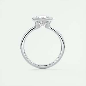 Anillo de compromiso solitario con bisel Art Deco y diamante redondo cultivado en laboratorio de 2.00 quilates en oro blanco antiguo de 14k. - Product Image 4