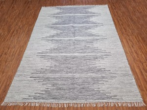Abstract Pattern <b>Wool</b> Acrylic Flat Weave Rug Rectangle Handmade Scandinavian Style Living Room Area Rug with Fringe - Product Image 3