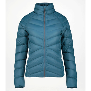 Abrigo acolchado de plumón color verde azulado para mujer, con cuello alto, cierre de cremallera, chaqueta acolchada informal de invierno, ropa exterior cálida. - Product Image 1