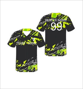 Maillot de baseball personnalisé sublimé vert noir camouflage col en V manches courtes pour homme, anti-humidité, nom de l'équipe imprimé - Product Image 2