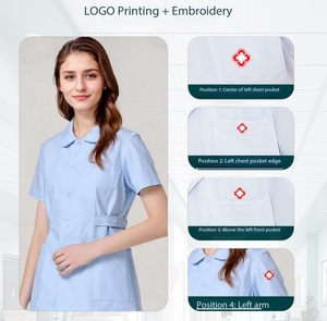 Uniformes d'infirmières et de médecins sur mesure pour femmes, ensembles d'uniformes de salon de beauté, broderie de logo personnalisée, prix d'usine Chine-Bangladesh - Product Image 5