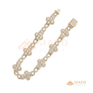 Pulsera de eslabones florales dorados con moissanita, cadena fina, joyería de moda para uso diario, estilo regalo, para compradores de Miami y Chicago - Product Image 5