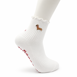 Custom Embroidery Logo Non-Slip Ruffle Yoga <b>Socks</b> Silicone Pilates Grip <b>Socks</b> Thick Crew Knitted Sports <b>Socks</b> for Pilates Studio - Product Image 1