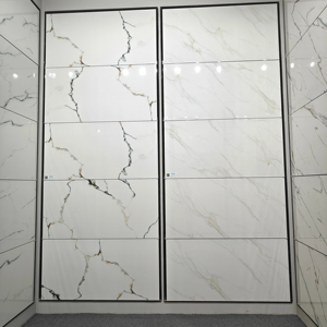 Carreaux de porcelaine vitrifiée polie effet marbre brique moderne 600x1200 mm, finition brillante Meraki Statuario, carreaux design 60x120 cm - Product Image 1