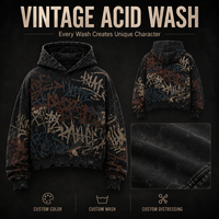 Sweat à capuche personnalisé avec strass, effet délavé, pour homme, coupe ample, style vintage streetwear, fabricant de marques privées