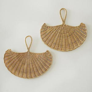 Éventails muraux artisanaux en rotin, éventails tissés à la main, art décoratif, accessoires de style tropical - Product Image 5