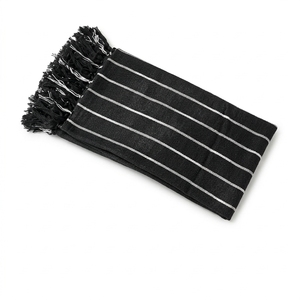 Manta Decorativa Mura Stripes Negra, Tejida, de Tela Suave, Larga, Ligera, para el Hogar, Bufandas, Chales, Cubre Sofá - Product Image 1