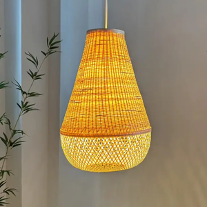Lámpara Colgante Cónica de Bambú para Decoración de Techo, Lámpara Tejida Natural - Product Image 2