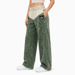 กางเกงจ็อกเกอร์ผู้หญิงแบบฟอกสี ผ้าฟลีซเนื้อนุ่ม เอวสูง ทรงหลวม สไตล์วินเทจ สตรีทแวร์ กางเกงลำลองสำหรับออกกำลังกาย - Product Image 2