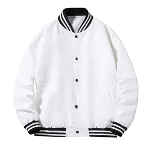 High Quality Coated Breathable Men's Square Collar Winter Varsity <b>Jacket</b> Embroidered <b>Patched</b> 100% Cotton Front Logo Polyester - Product Image 1