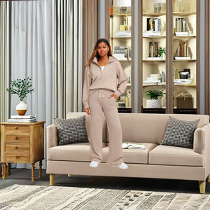 Conjunto Deportivo Largo para Mujer 2026, Chaqueta con Capucha y Pantalones Largos, 100% Algodón, Resistente al Viento, Estampado Deportivo, Ropa Urbana - Product Image 6