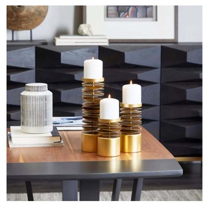 Porte-bougie doré sur mesure pour la décoration de la maison, porte-bougie en fer fait main pour le sol - Product Image 1