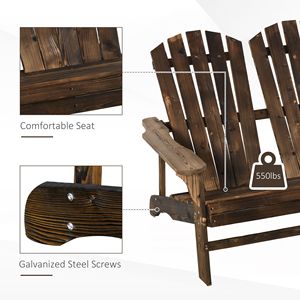 Divanetto Adirondack dal Design Ergonomico, Arredamento da Giardino in Legno con Vernice Protettiva, Poltrona Sdraio con Schienale Piatto in Marrone - Product Image 5