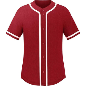 Maillots de baseball bordeaux vierges avec passepoil blanc et boutons intégraux pour équipes scolaires et cadeaux d'entreprise – Vente en gros - Product Image 1