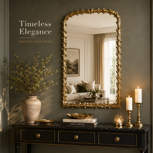 Premium <b>Arched</b> Decorative Wall Mirror with Antique Gold Metal <b>Frame</b> Luxury Accent Mirror for Contemporary and Vintage Interiors - Product Image 3
