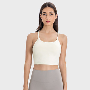 Short de yoga et soutien-gorge de sport pour femme, bleu marine, à bretelles convertibles, col en V, taille mi-haute, sans couture, respirant, avec logo frontal - Product Image 1