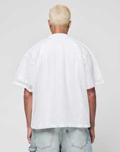 Maillot de football américain surdimensionné en maille pour homme, respirant, streetwear, manches courtes, motif personnalisé, haut décontracté, vente en gros - Product Image 3