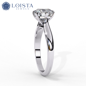 Anillo de Compromiso LOISTA para Mujer con Diamante Natural de Corte Brillante Redondo en Platino, Certificado GIA, Color D, Estilo Clásico - Product Image 3