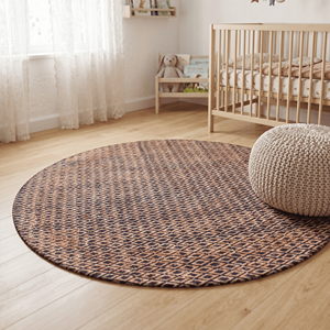 <b>Large</b> Multicolor Printed Braided Jute Living Room <b>Rug</b> for Bohemian Eclectic & Designer Interiors - Product Image 1