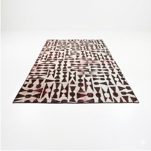Alfombra DECORDEC Personalizada de Lana Marrón Oxblood, Antideslizante, Ecológica, con Diseño Geométrico Abstracto y Patrón de Mosaico para Hotel, Villa o Sala de Estar - Product Image 2