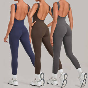 Women's High Waist Solid Green Yoga Jumpsuit Spaghetti Strap Hollow Tummy Control <b>Shapewear</b> Full Length Quick Dry High Stretch - Product Image 2