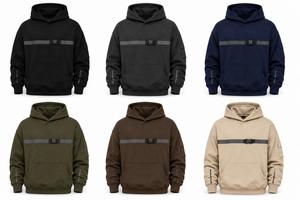 Sweat-shirt à capuche noir pour homme, coupe ample, en molleton français, avec poche, respirant, écologique, décontracté, pour l'hiver, en Spandex/Coton - Product Image 6